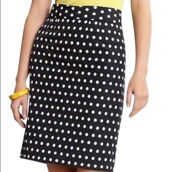 navy and white polka dot skirt